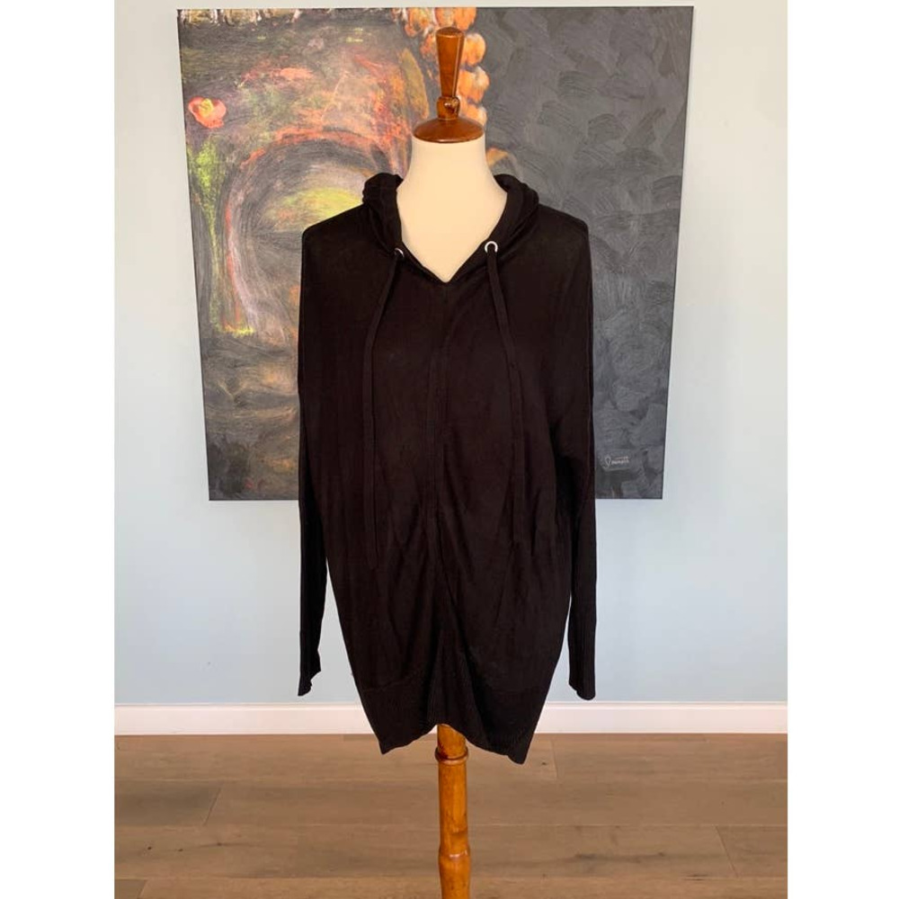 NWT Stichdrop Black hooded Rayon knit sweater oversized size S